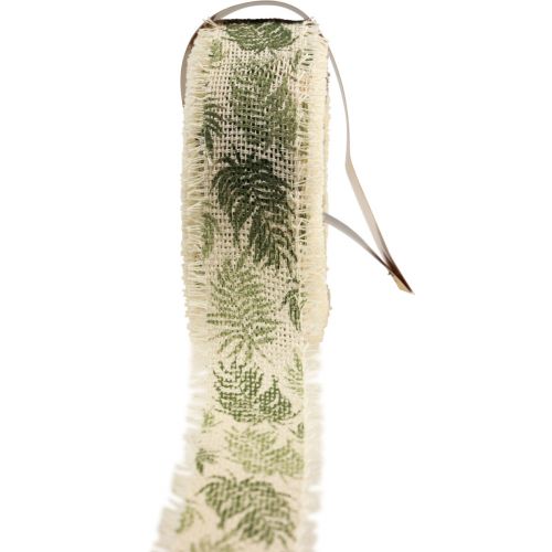 Floristik24 Dekorativt bånd regnskovs bomuldsbånd grønt 30mm 15m