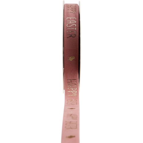 Fløjlsbånd Glad påske pyntebånd pink 15mm 5m