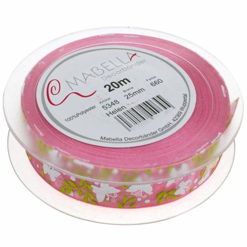 Artikel Organza bånd sommerfugl 25mm pink dekorativt bånd gavebånd 20m