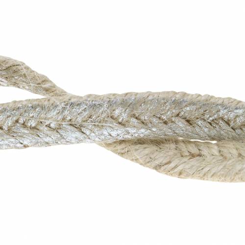 Floristik24 Ledning bred jute sølv 10mm 4m