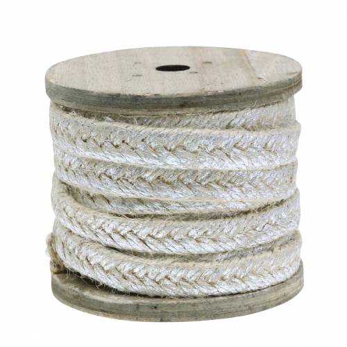 Floristik24 Ledning bred jute sølv 10mm 4m
