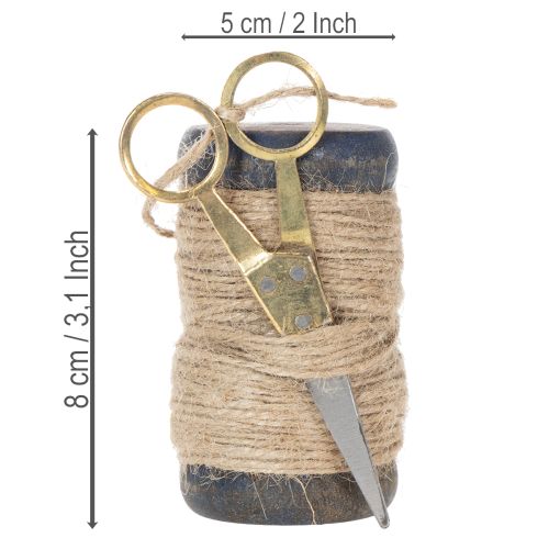 Artikel Båndrulle jutebånd med saks Ø5cm H8cm 2 stk.
