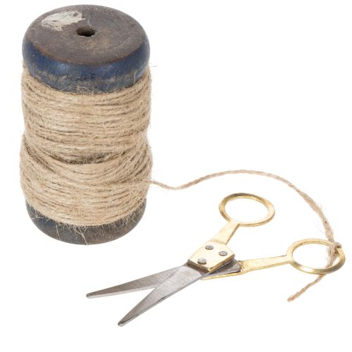 Artikel Båndrulle jutebånd med saks Ø5cm H8cm 2 stk.