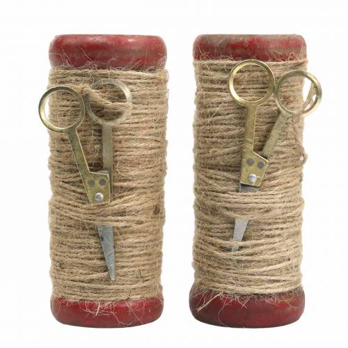 Artikel Garnspole med dekorativ saks Ø6,5cm H15cm 2stk vintage stil