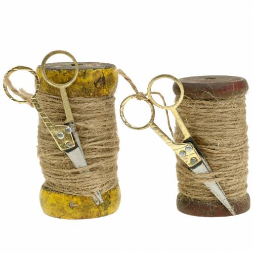 Floristik24 Tape spole jute tape med saks Ø5cm H8cm 2stk