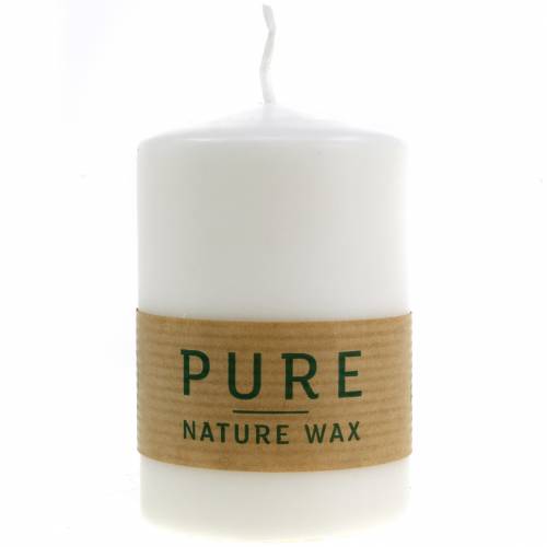 Artikel PURE Nature Safe Candle søjle lys stearin, raps voks 90/60mm hvid 1 stk.