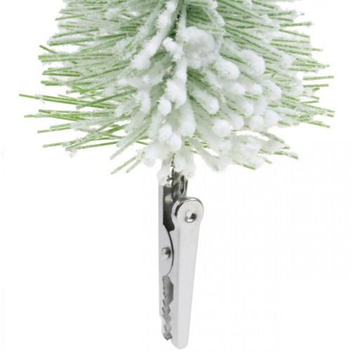 Floristik24 Julepynt juletræ med sneclips grøn H13/19cm 4 stk