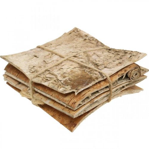 Floristik24 Træbark deco bark firkantet birkebark natur 10×10cm 6stk