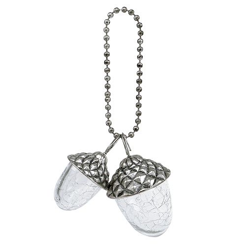 Floristik24 Træ ornament agern til at hænge 5cm - 7cm L16cm