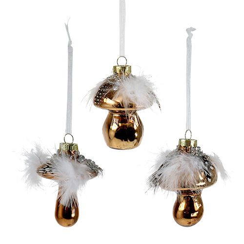 Floristik24 Trædekorationsglas champignon brun 8cm 3stk