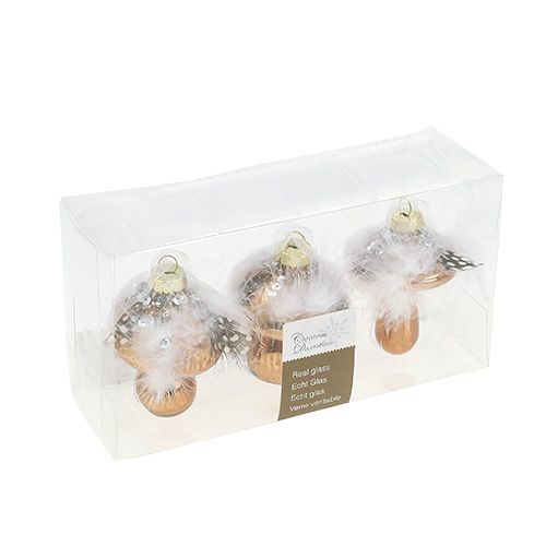 Floristik24 Trædekorationsglas champignon brun 8cm 3stk