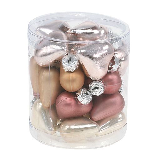 Floristik24 Trædekorationer hjerter mix pink 3cm 24 stk