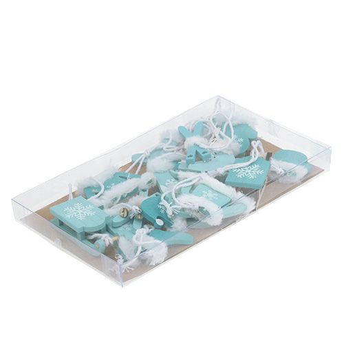 Floristik24 Tredekorationer blandes 3,5 cm - 7,5 cm blå, hvid 12 stk
