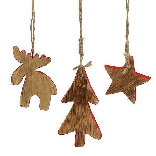 Floristik24 Tredekorationer blandet rødt, natur 7cm - 9cm 9stk