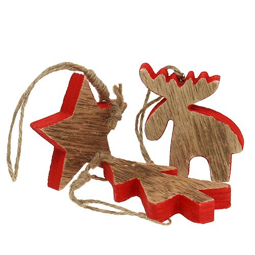 Floristik24 Tredekorationer blandet rødt, natur 7cm - 9cm 9stk