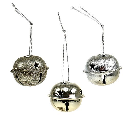 Floristik24 Juletrædekorationer metalklokke 4 cm sølv 12stk