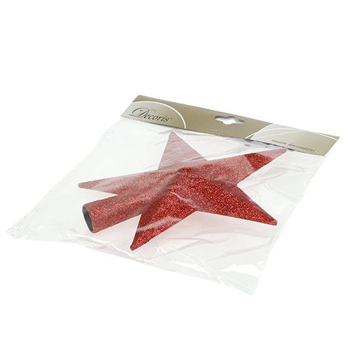 Artikel Trætop rød med glimmer Ø2,2cm 19,5cm x 20cm