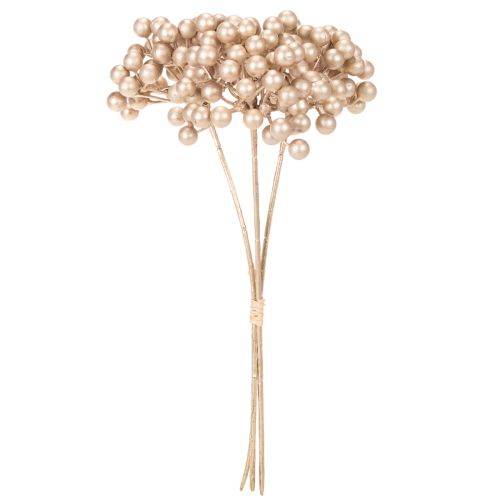 Kunstig bærgren, champagnefarvet dekoration, 28 cm, 3 stk. | Floristik24.dk
