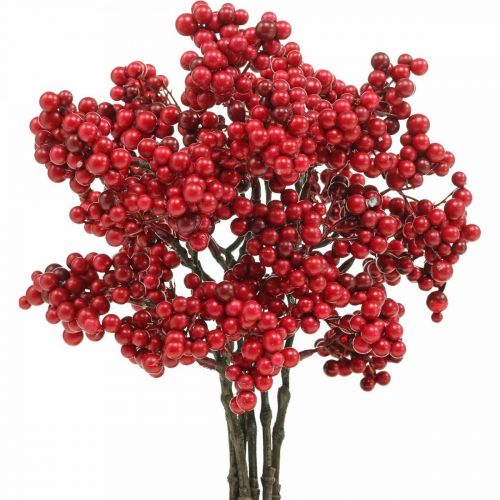 Floristik24 Dekorativ gren med røde bær bær gren efterårsdekoration 26cm 6stk