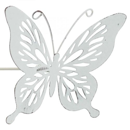 Floristik24 Sengepæl metalsommerfugl hvid 43x10,5x8cm 3stk