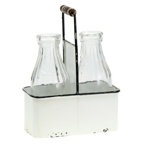 Floristik24 Dekorative flaskevaser i metalholder H25cm