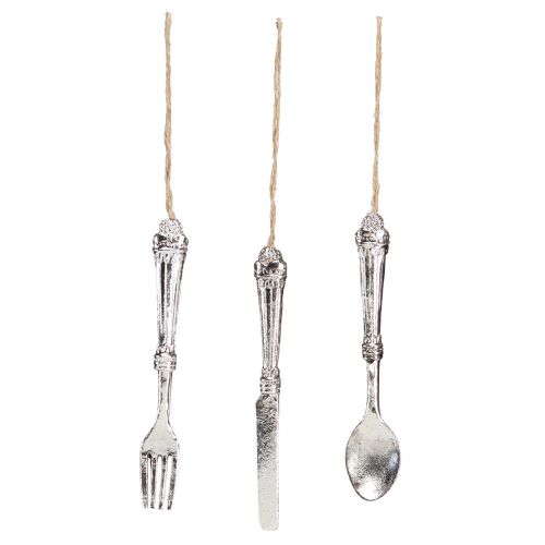 Artikel Bestikdekoration til ophængning af metallook sølv 14cm 12 stk