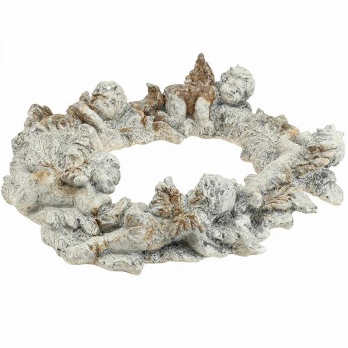 Beton deco angel deco krans vægdekoration hvid brun 36,5cm