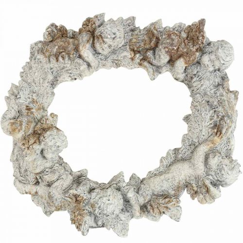 Artikel Beton deco angel deco krans vægdekoration hvid brun 36,5cm