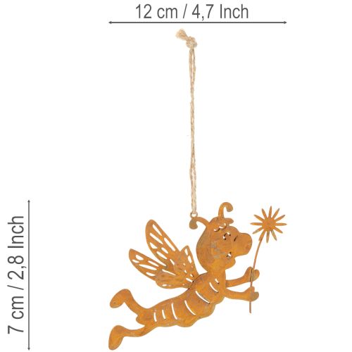 Hængende bidekoration, rustfarvet metal, sommerdekoration, 12 cm, 6 stk. | Floristik24.dk