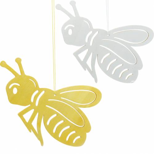 Floristik24 Træfigur bi, foråret dekoration, honningbi til at hænge op, dekorativt insekt 6stk