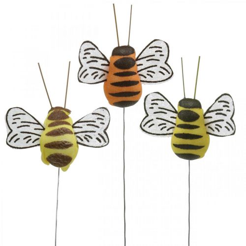 Artikel Bee on wire, blomsterpropper, deco bier, spring orange, gul B4,5cm 24stk