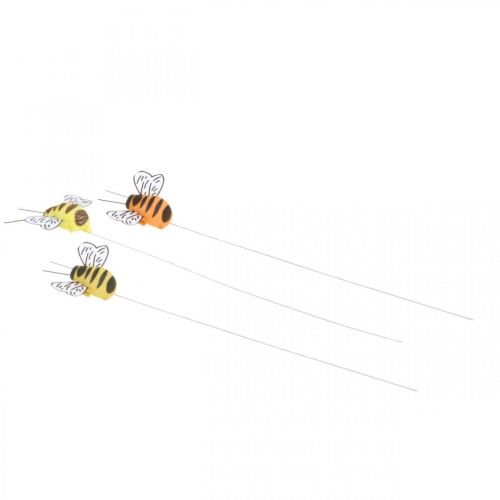 Artikel Bi på en ledning, blomsterstik, dekorative bier, forårsorange, gul B4,5cm 24 stk.