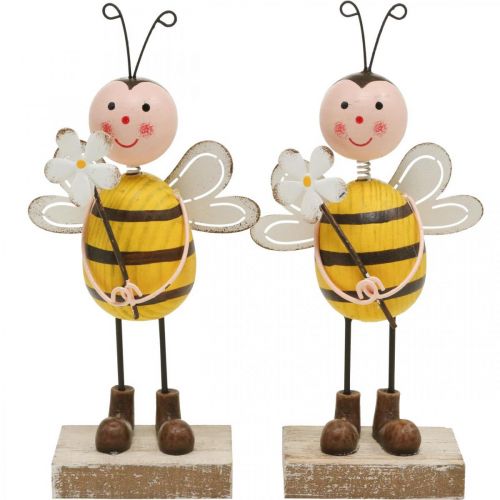 Floristik24 Dekorativ bi med blomster dekorativ figur sommerdekoration H21cm 2 stk