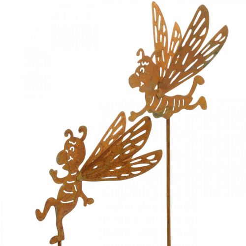 Artikel Blomsterstik bi, rustdekoration, dekorativ stik patina L31/32cm 6 stk