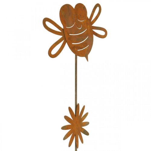 Artikel Havepæl bi, fjederdekoration, metalpæl rust L24,5cm 6 stk