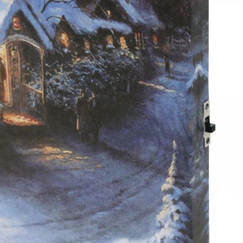 Floristik24 LED vægmaleri vinterlandskab med kirke 38×28cm Til batteri