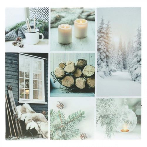 Floristik24 LED vægmaleri Jul rustik hvid 38 × 38cm Til batteri