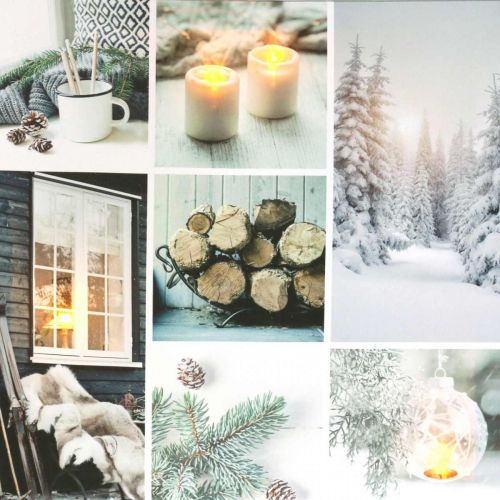 Floristik24 LED vægmaleri Jul rustik hvid 38 × 38cm Til batteri