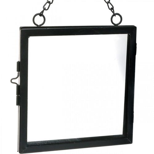 Floristik24 Billedramme til ophæng af metal og glas sort 18x19cm