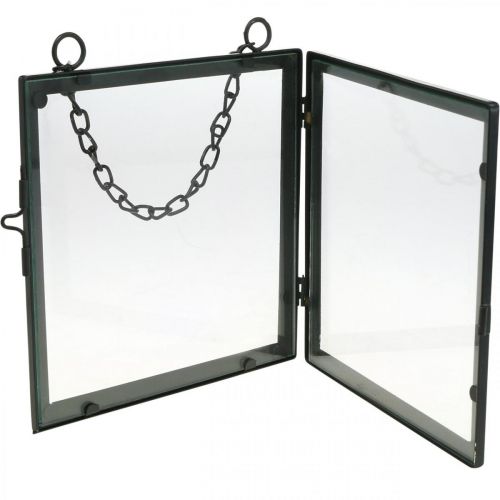 Floristik24 Billedramme til ophæng af metal og glas sort 18x19cm