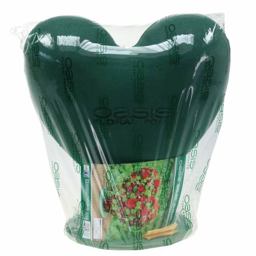 Artikel Blomsterskum 3D hjerte med fod blomsterskum grøn 30cm x 28cm