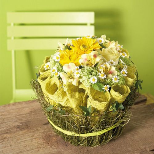 Artikel Vådt blomsterskum med skål til blomster H10cm Ø16cm 2 stk