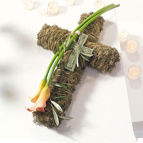 Artikel Blomsterskumkryds lille grøn 42cm 4 stk sørgeblomster