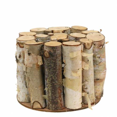 Floristik24 Birkekrukke med reagensglas natur Ø17cm H13cm