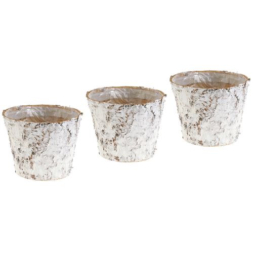 Artikel Potte med hvide birkebark plantepotte Ø15cm H12,5cm 3 stk