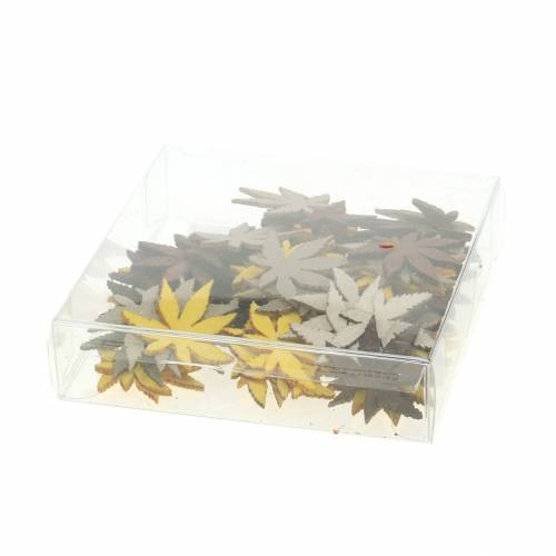 Artikel Scatter dekorationsblade gul, brun, platin assorteret 4cm 72 stk