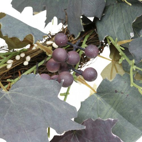 Dekorativ krans af vinblade og druer Efterårskrans af vinstokke Ø60cm
