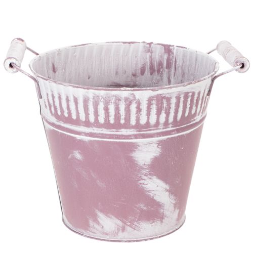 Blikspand, lilla og hvidvasket, Ø19 cm H17 cm, 1 stk. købe | Floristik24.dk