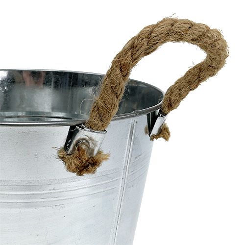 Artikel Skinnende metalspand med rebhåndtag Ø22cm