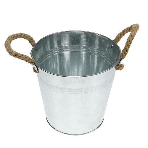 Artikel Skinnende metalspand med rebhåndtag Ø22cm